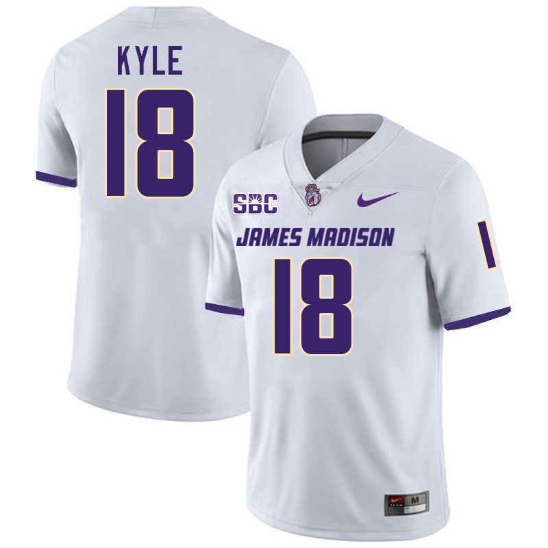 #18 Logan Kyle JMU Jersey,James Madison Dukes Football Jerseys Stitched-White #18 Logan Kyle JMU Jersey,James Madison Dukes Football Jerseys Stitched-White
